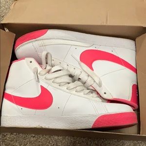Nike Blazer White and Pink Mid